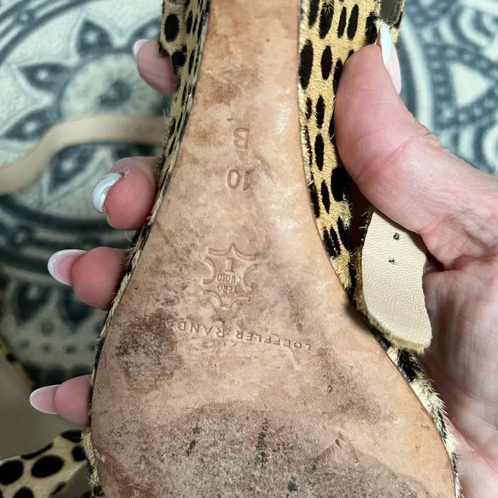 Loeffler Randall Piper Cheetah Print Wedge Ankle Strap Sandals Women's Size 10 B